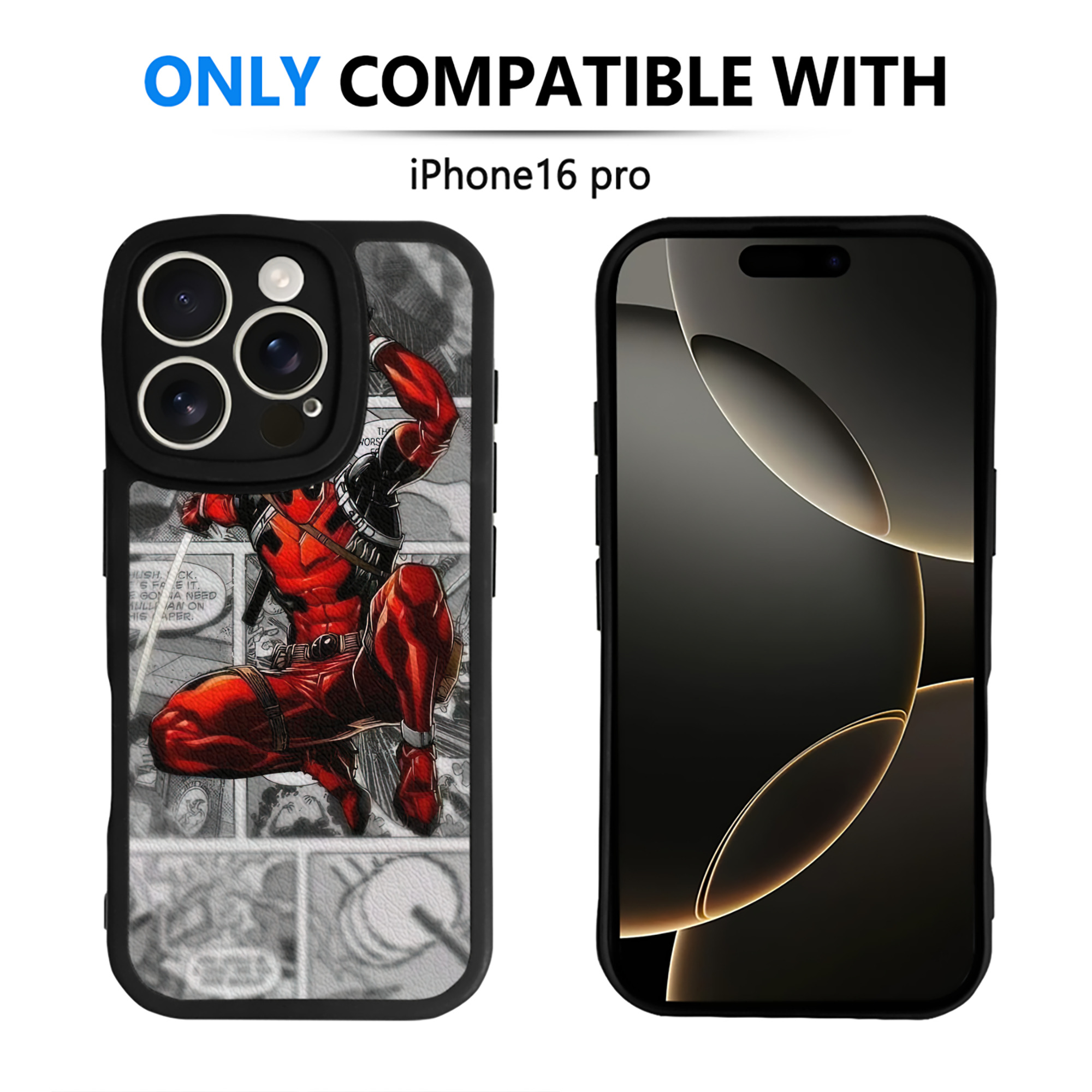 （画像用） Deadpool デッドプール 【iPhone 16シリーズ対応】シリコンスマホケース（レザー調） 材質：シリコン